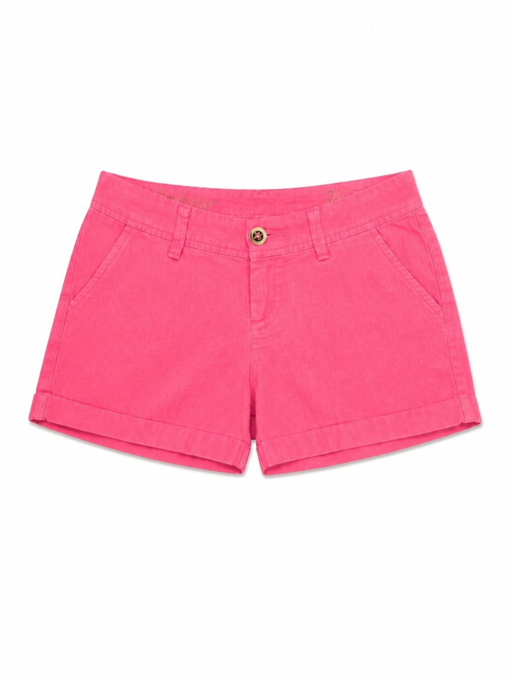 Lilly Pulitzer Vibrant Pink Roll-Cuff Jean Shorts, Size 0
